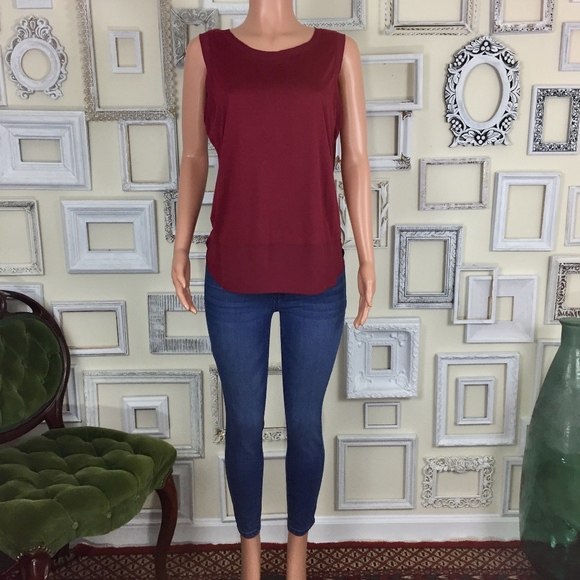 LOFT Tops - Loft | Burgundy Hi Lo Back Button Shirt